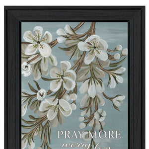 HomeRoots Set of Two Uplifting "Pray More And Worry Less" Black Framed Prints for Home or Office Décor 568498