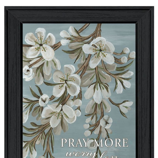 HomeRoots Set of Two Uplifting "Pray More And Worry Less" Black Framed Prints for Home or Office Décor 568498