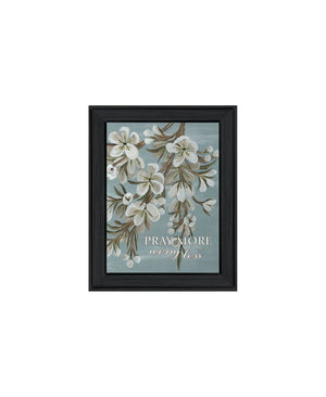HomeRoots Set of Two Uplifting "Pray More And Worry Less" Black Framed Prints for Home or Office Décor 568498