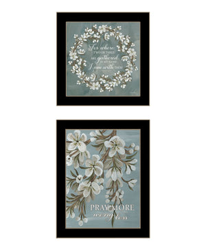 HomeRoots Set of Two "Pray More and Worry Less" Framed Wall Art - Uplifting Decor for Any Room 568499
