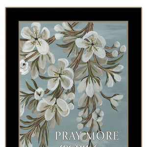 HomeRoots Set of Two "Pray More and Worry Less" Framed Wall Art - Uplifting Decor for Any Room 568499