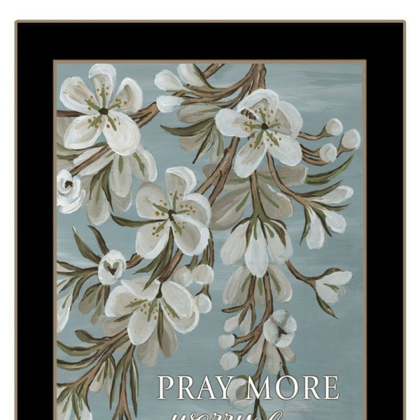 HomeRoots Set of Two "Pray More and Worry Less" Framed Wall Art - Uplifting Decor for Any Room 568499