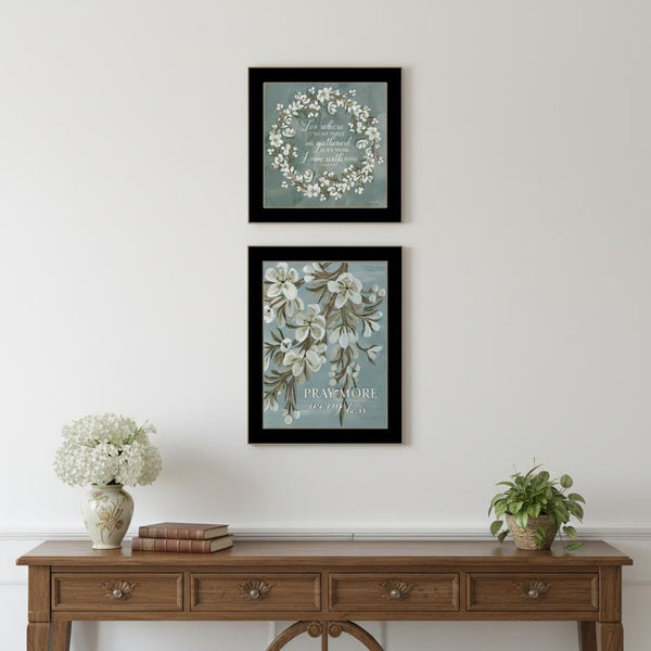 HomeRoots Set of Two "Pray More and Worry Less" Framed Wall Art - Uplifting Decor for Any Room 568499