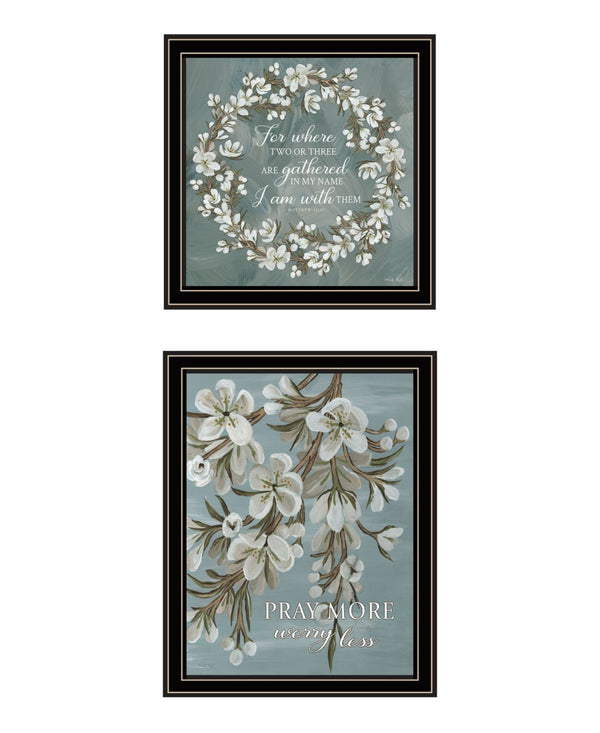 HomeRoots Set of Two "Pray More and Worry Less" Framed Wall Art for Inspirational Home Decor & Office Spaces 568500