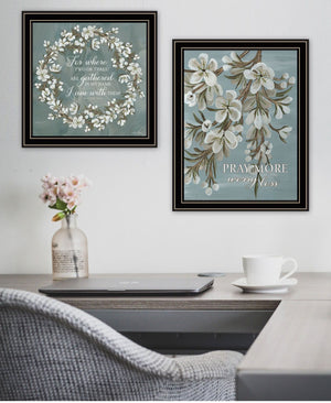 HomeRoots Set of Two "Pray More and Worry Less" Framed Wall Art for Inspirational Home Decor & Office Spaces 568500