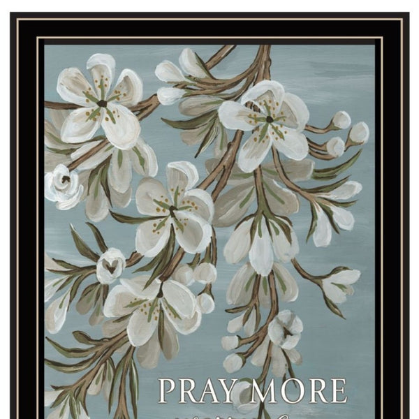 HomeRoots Set of Two "Pray More and Worry Less" Framed Wall Art for Inspirational Home Decor & Office Spaces 568500
