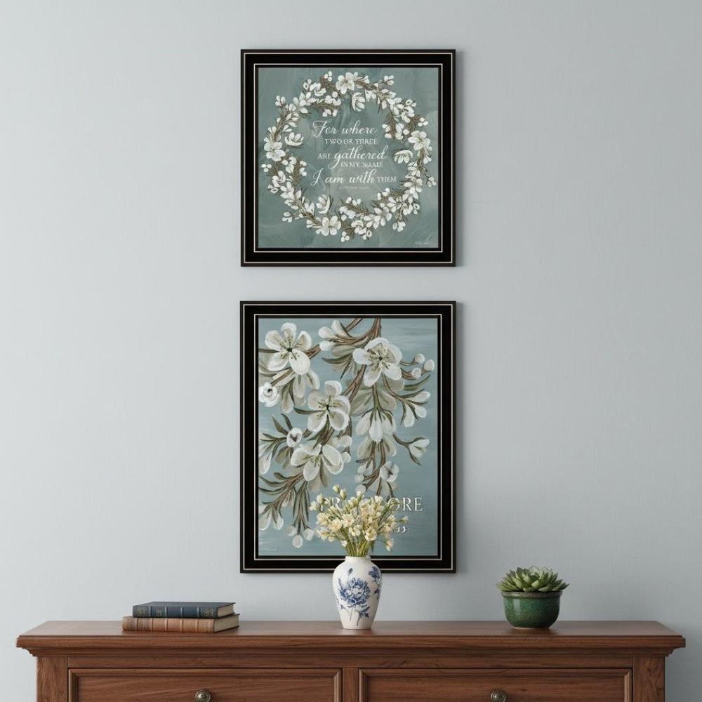 HomeRoots Set of Two "Pray More and Worry Less" Framed Wall Art for Inspirational Home Decor & Office Spaces 568500