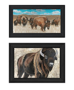 HomeRoots Set of Two Framed "The Boss of the Bison Herd" Art Prints - Rustic Wall Decor for Any Room 568502
