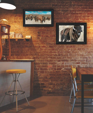 HomeRoots Set of Two Framed "The Boss of the Bison Herd" Art Prints - Rustic Wall Decor for Any Room 568502