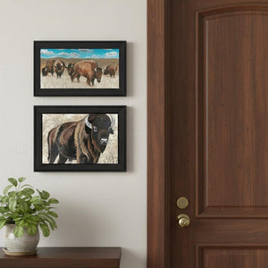 HomeRoots Set of Two Framed "The Boss of the Bison Herd" Art Prints - Rustic Wall Decor for Any Room 568502