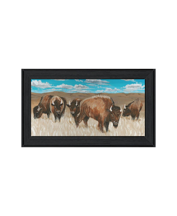 HomeRoots Set of Two Framed "The Boss of the Bison Herd" Art Prints - Rustic Wall Decor for Any Room 568502