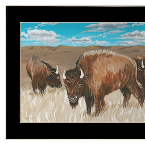 HomeRoots Set of Two Bold Bison Framed Wall Art Prints – Contemporary Decor for Any Room or Office Space 568503