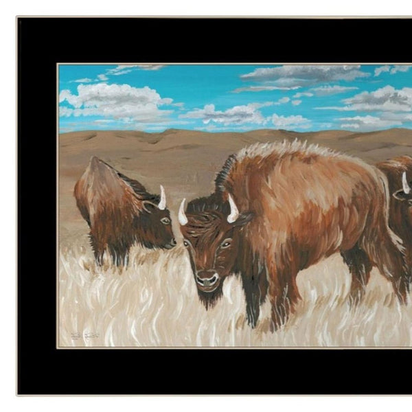 HomeRoots Set of Two Bold Bison Framed Wall Art Prints – Contemporary Decor for Any Room or Office Space 568503