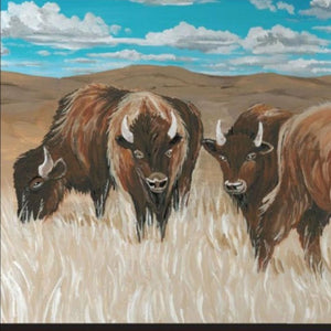 HomeRoots Set of Two "The Boss of the Bison Herd" Framed Wall Art - Rustic Charm for Modern Decor Spaces 568504