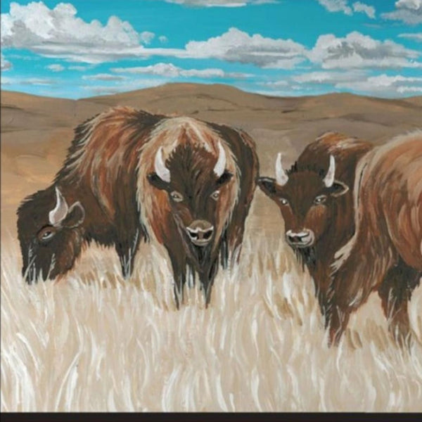 HomeRoots Set of Two "The Boss of the Bison Herd" Framed Wall Art - Rustic Charm for Modern Decor Spaces 568504