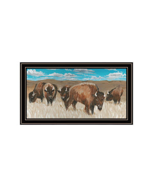 HomeRoots Set of Two "The Boss of the Bison Herd" Framed Wall Art - Rustic Charm for Modern Decor Spaces 568504