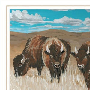 HomeRoots Set of Two Bold Bison Herd Wall Art - Modern Framed Prints for Stylish Home Décor & Easy Hanging 568505