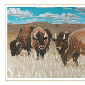 HomeRoots Set of Two Bold Bison Herd Wall Art - Modern Framed Prints for Stylish Home Décor & Easy Hanging 568505