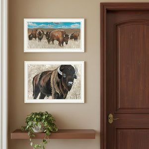 HomeRoots Set of Two Bold Bison Herd Wall Art - Modern Framed Prints for Stylish Home Décor & Easy Hanging 568505