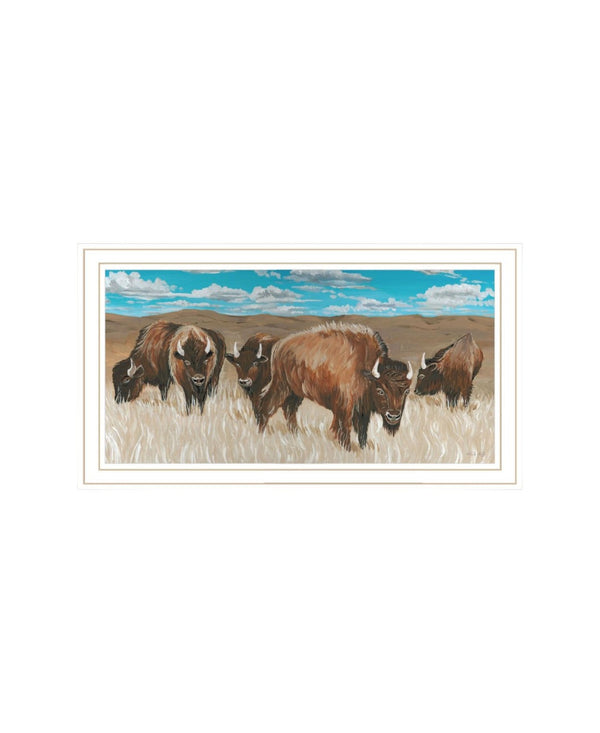 HomeRoots Set of Two Bold Bison Herd Wall Art - Modern Framed Prints for Stylish Home Décor & Easy Hanging 568505