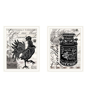 HomeRoots Set of Two Framed Rooster Prints – Rustic Wall Art with Playful Typography for Farmhouse Decor 568506