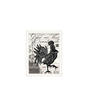 HomeRoots Set of Two Framed Rooster Prints – Rustic Wall Art with Playful Typography for Farmhouse Decor 568506
