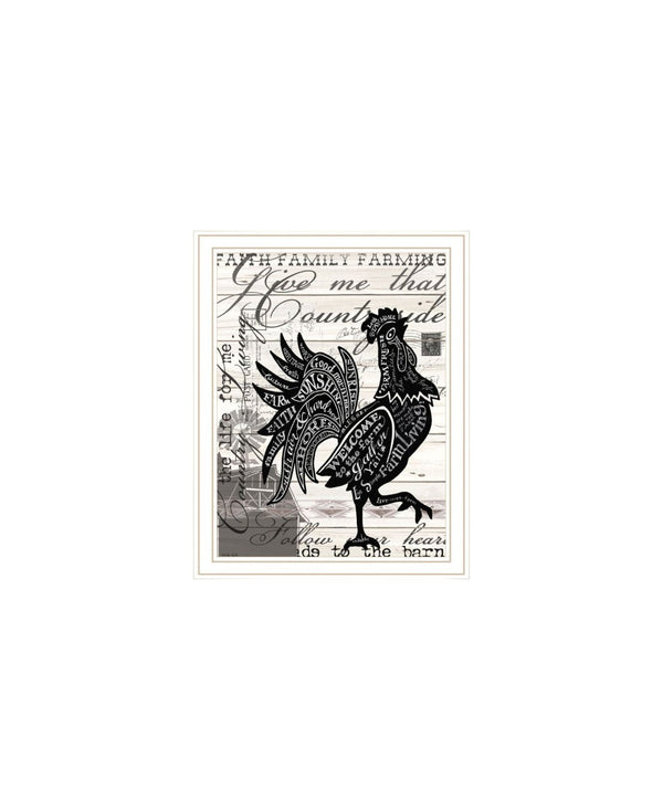HomeRoots Set of Two Framed Rooster Prints – Rustic Wall Art with Playful Typography for Farmhouse Decor 568506