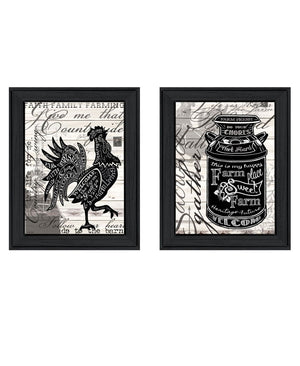 HomeRoots Set of Two Playful Framed Wall Art Prints - Bold Typography & Farm Animal Imagery for Modern Decor 568507