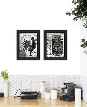 HomeRoots Set of Two Playful Framed Wall Art Prints - Bold Typography & Farm Animal Imagery for Modern Decor 568507