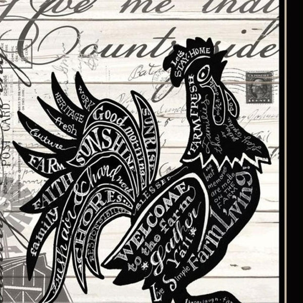 HomeRoots Set of Two Striking Rooster Prints in Black Frames – Playful Wall Art for Farmhouse Charm! 568508