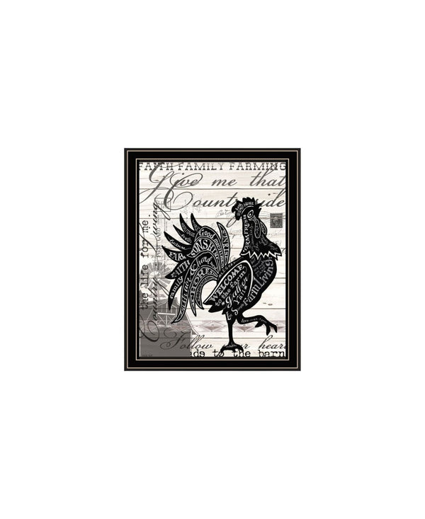 HomeRoots Set of Two Striking Rooster Prints in Black Frames – Playful Wall Art for Farmhouse Charm! 568508