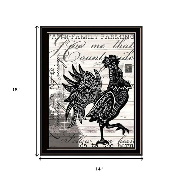 HomeRoots Set of Two Striking Rooster Prints in Black Frames – Playful Wall Art for Farmhouse Charm! 568508