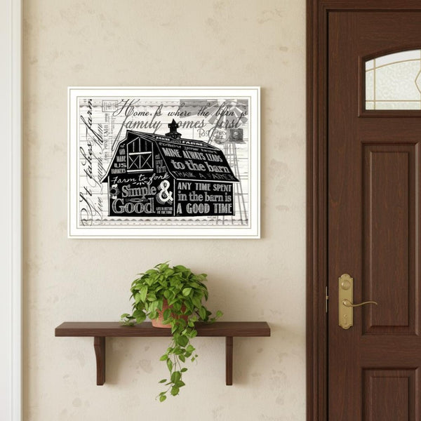 HomeRoots Set of Two Stylish "Try Reading this House and Barn!" White Framed Prints for Modern Decor 568510