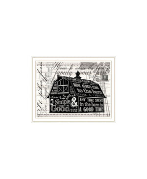HomeRoots Set of Two Stylish "Try Reading this House and Barn!" White Framed Prints for Modern Decor 568510