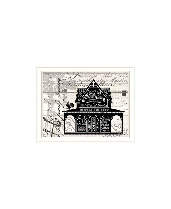 HomeRoots Set of Two Stylish "Try Reading this House and Barn!" White Framed Prints for Modern Decor 568510