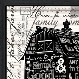 HomeRoots Set of Two Whimsical "Try Reading This House and Barn!" Black Framed Prints for Wall Decor 568511