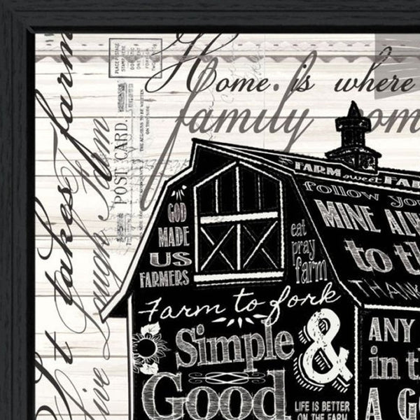 HomeRoots Set of Two Whimsical "Try Reading This House and Barn!" Black Framed Prints for Wall Decor 568511
