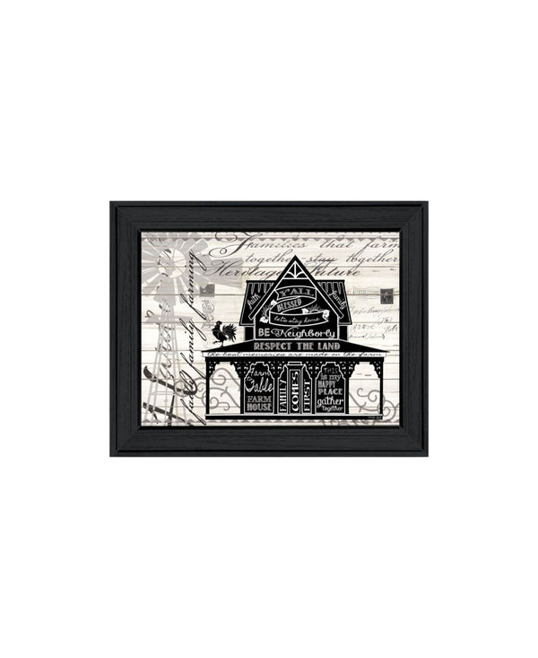 HomeRoots Set of Two Whimsical "Try Reading This House and Barn!" Black Framed Prints for Wall Decor 568511