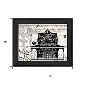 HomeRoots Set of Two Whimsical "Try Reading This House and Barn!" Black Framed Prints for Wall Decor 568511