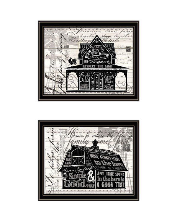 HomeRoots Set of Two Framed Wall Art - "Try Reading this House and Barn!" - Modern Farmhouse Decor Pieces 568512