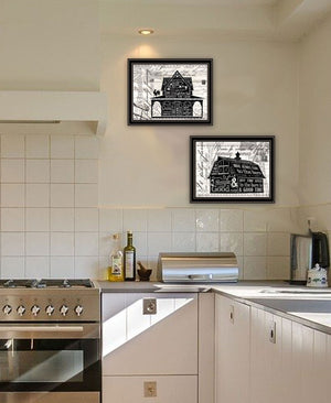 HomeRoots Set of Two Framed Wall Art - "Try Reading this House and Barn!" - Modern Farmhouse Decor Pieces 568512