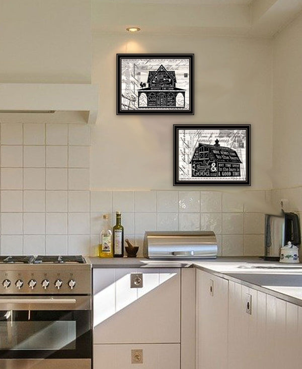 HomeRoots Set of Two Framed Wall Art - "Try Reading this House and Barn!" - Modern Farmhouse Decor Pieces 568512