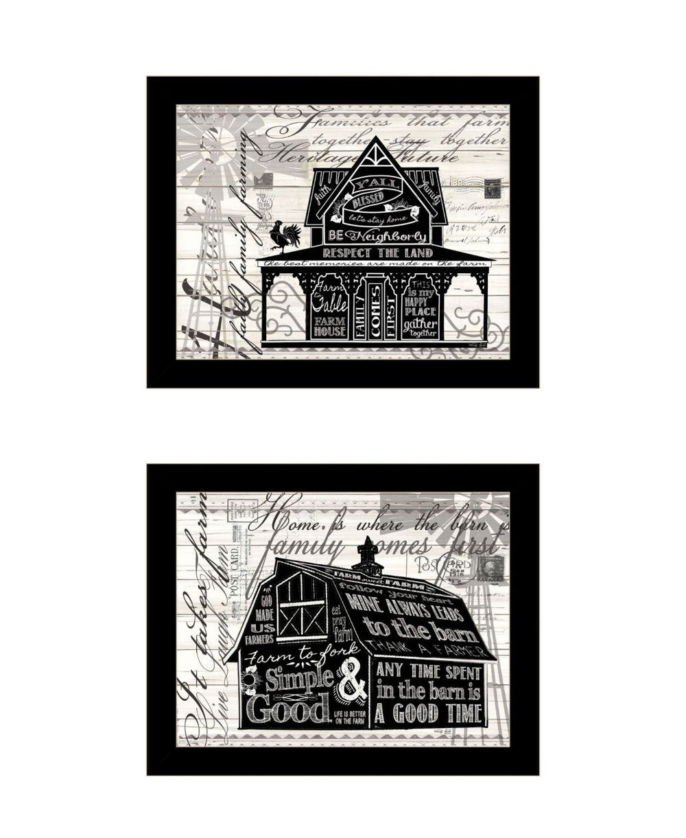 HomeRoots Set of Two Framed "Try Reading this House and Barn!" Prints - Charming Wall Art for Any Room 568513