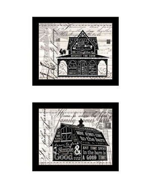 HomeRoots Set of Two Framed "Try Reading this House and Barn!" Prints - Charming Wall Art for Any Room 568513