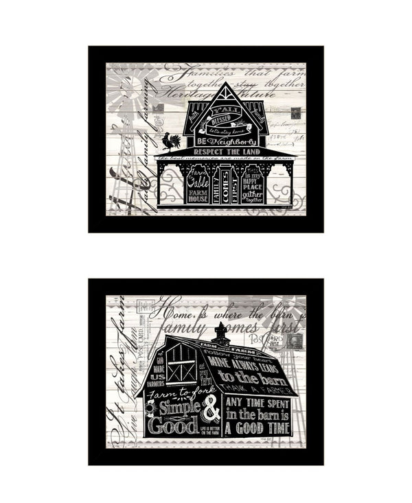 HomeRoots Set of Two Framed "Try Reading this House and Barn!" Prints - Charming Wall Art for Any Room 568513