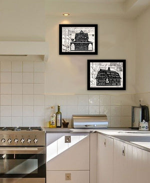 HomeRoots Set of Two Framed "Try Reading this House and Barn!" Prints - Charming Wall Art for Any Room 568513