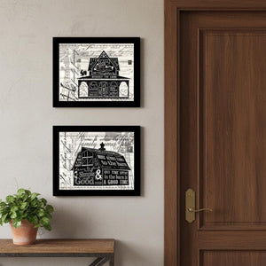 HomeRoots Set of Two Framed "Try Reading this House and Barn!" Prints - Charming Wall Art for Any Room 568513