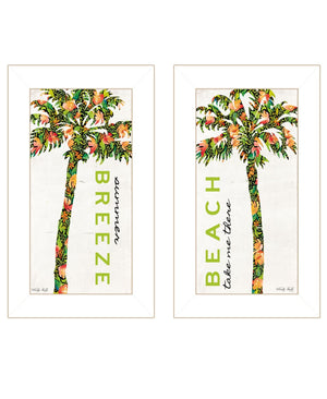 HomeRoots Set of Two Coastal Framed Wall Art - "Beach and Summer Breeze" Decor for Vibrant Living Spaces 568514