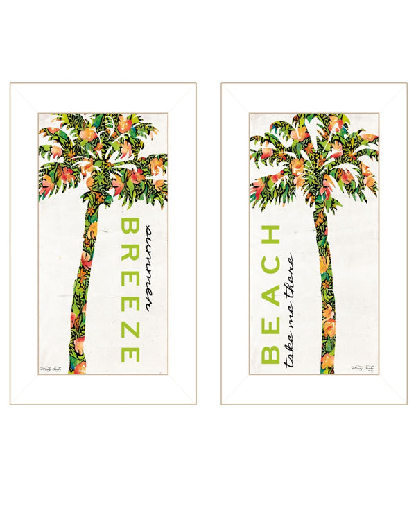 HomeRoots Set of Two Coastal Framed Wall Art - "Beach and Summer Breeze" Decor for Vibrant Living Spaces 568514