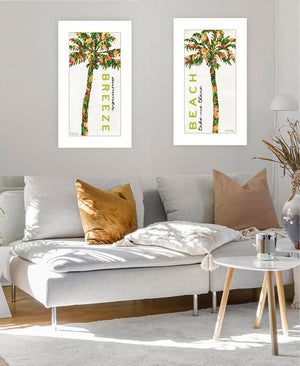 HomeRoots Set of Two Coastal Framed Wall Art - "Beach and Summer Breeze" Decor for Vibrant Living Spaces 568514